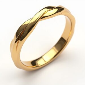 טבעת זהב 14 קראט בעיצוב קלוע חלק ומבריק