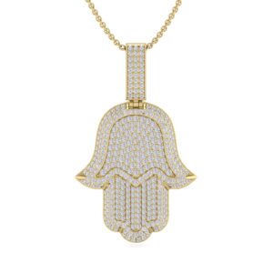 שרשרת חמסה זהב 14K עם יהלומים טבעיים / יהלומי מעבדה