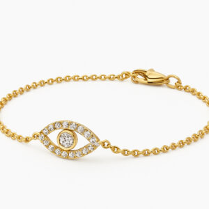 צמיד עין זהב 14K משובץ יהלומים