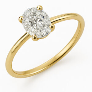 טבעת סוליטר 1 קראט אובלי 14K